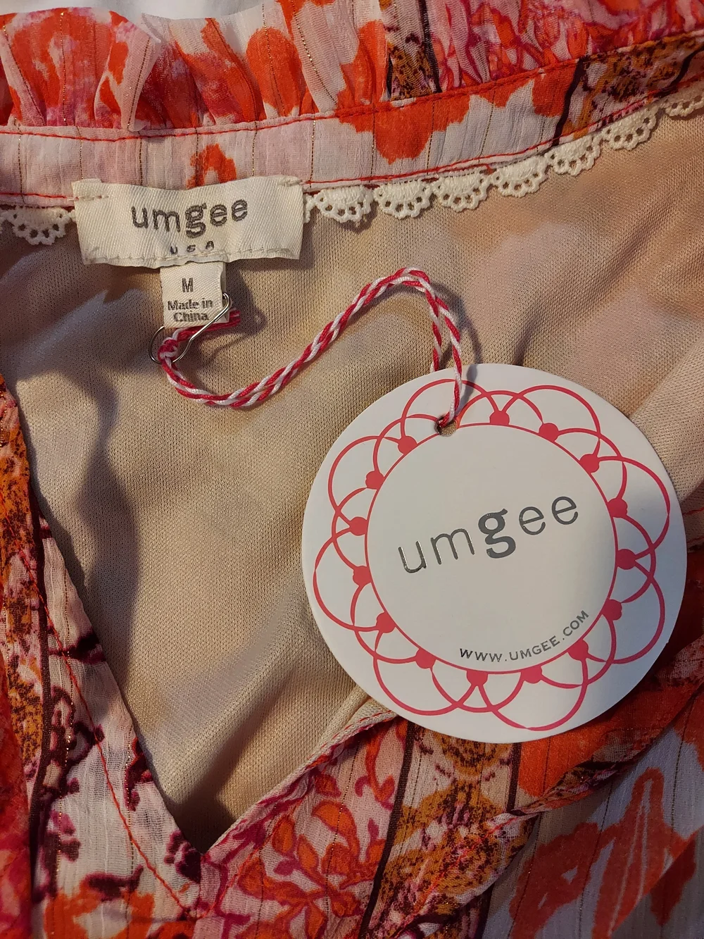 NWT Umgee Rust Multi Floral Ruffle Mini Dress - M